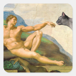 The Creation Of Adam Parody Square Sticker