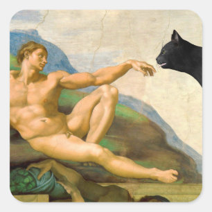 The Creation Of Adam Parody Square Sticker