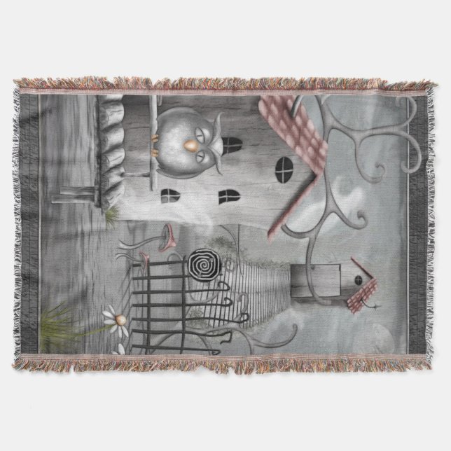 The Creek Gothic Folk Art Throw Blanket (Front)