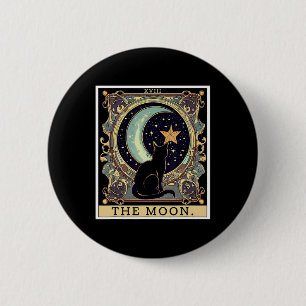 The Cresent Moon Tarot Card Vintage Black Cat Wome 6 Cm Round Badge