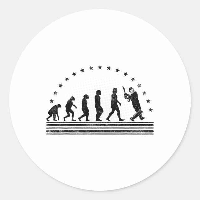 The Cricket Evolution Retro Cricketer Men Cricket  Classic Round Sticker (Front)