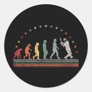 The Cricket Evolution Retro Cricketer Men Cricket Classic Round Sticker