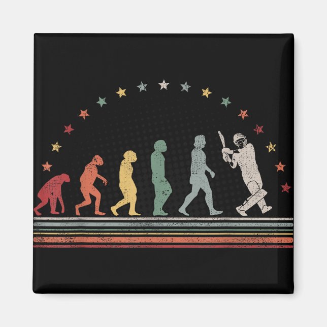 The Cricket Evolution Retro Cricketer Men Cricket  Magnet (Front)