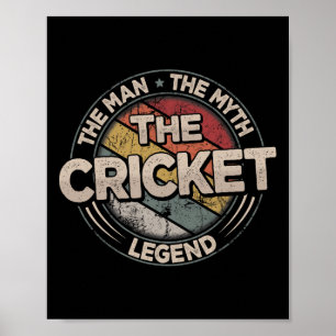 The Cricket Legend Retro Cricketer Men Cricket Poster