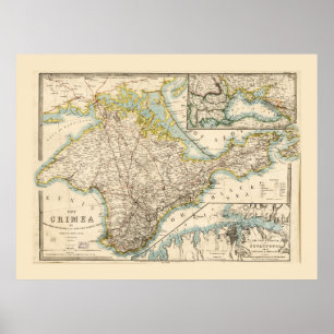 The Crimea (Ukraine) Sevastopol Region Map 1855 Poster