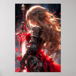 The Crimson Knight   Anime Warrior Princess Art Poster