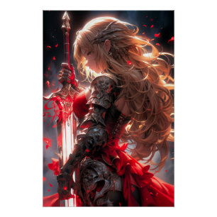 The Crimson Knight   Anime Warrior Princess Art Poster