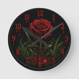 The Crimson Rose Gothic Blood Drip Wall Clock –