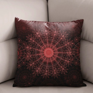 The crimson sparkling flower art cushion