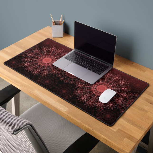 The crimson sparkling flower art in the red clear  desk mat (Office 2)