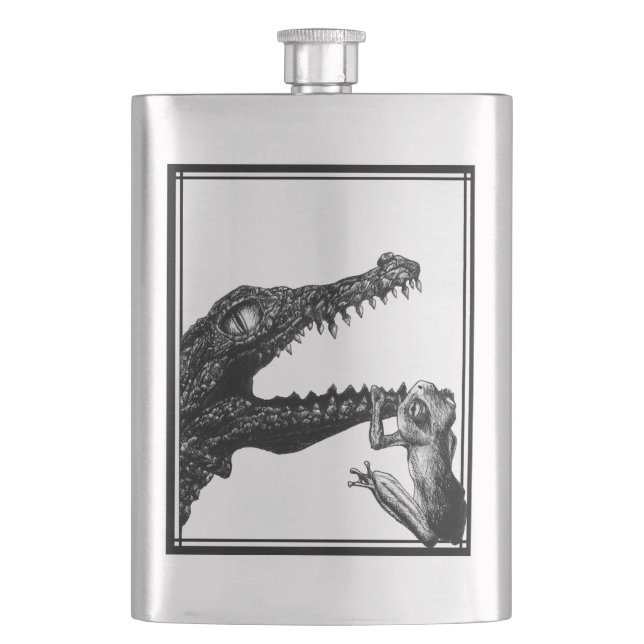 The Crocodile and the Frog Hip Flask (Front)
