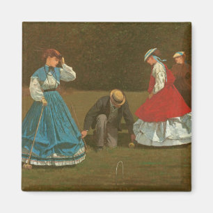 The croquet game, 1866 (oil on canvas) magnet