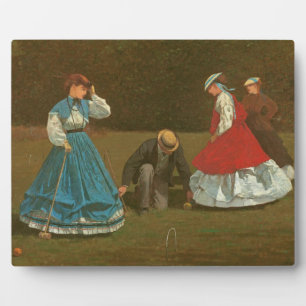 The croquet game, 1866 (oil on canvas) plaque