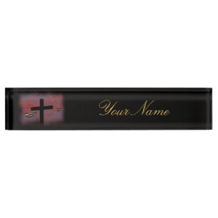 The Cross and you Black Background Nameplate