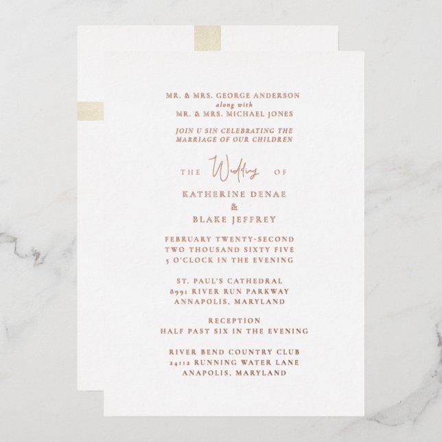 The Cross Before Us Gold Both Parents Wedding (Front/Back)