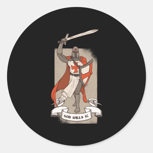 The Cross Crusader Khight Templar Warrior Of God Classic Round Sticker (Front)