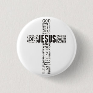 The Cross of Jesus Christ Word Cloud 3 Cm Round Badge