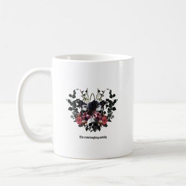 The Crow Laughing Awfully Coffee Mug (Left)