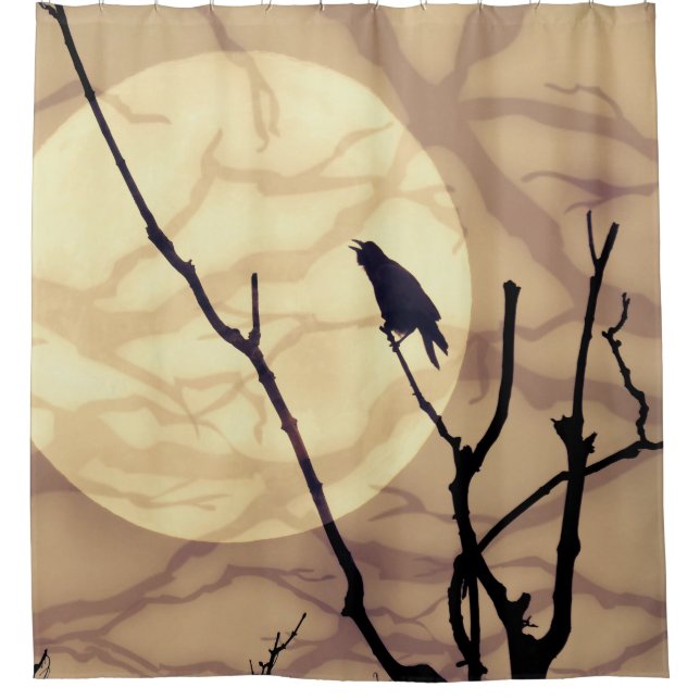 The Crow, The Moon, The Shadows Shower Curtain (Front)