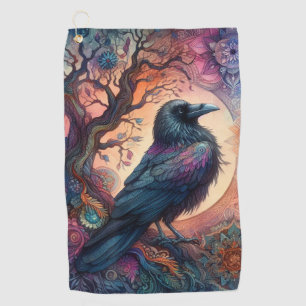 The Crow Tree of Life Mandala Pagan Golf Towel