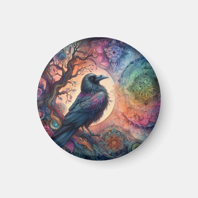 The Crow Tree of Life Mandala Pagan  Magnet (Front)