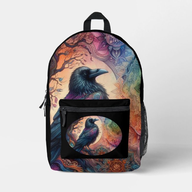 The Crow Tree of Life Mandala Pagan  Printed Backpack (Front)