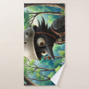 The Crow Who Took Flying Advice from a Snail. Bath Towel Set