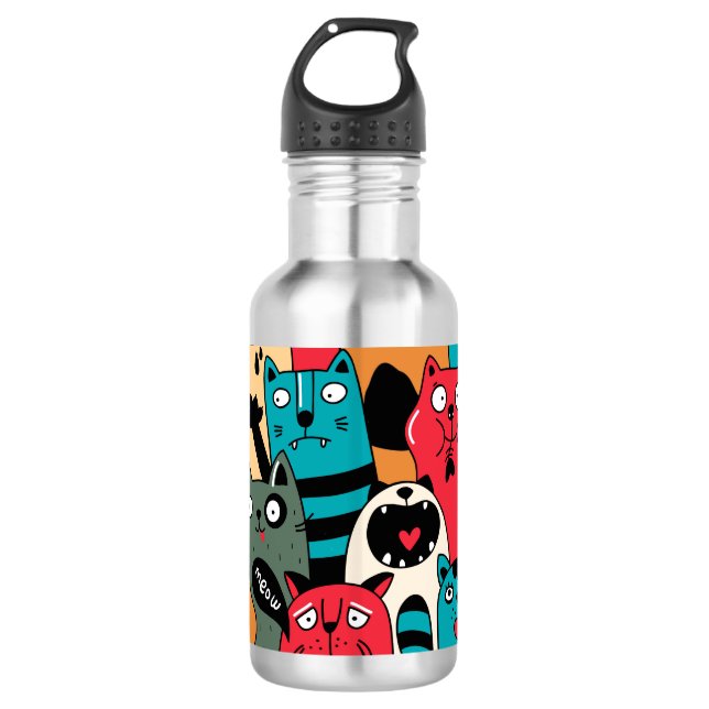 The crowd of cats 710 ml water bottle (Front)