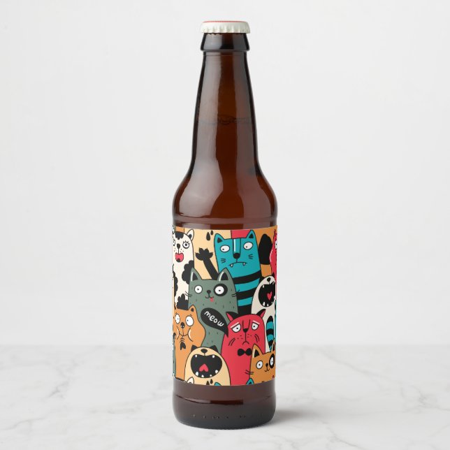 The crowd of cats beer bottle label (Front)