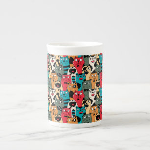 The crowd of cats bone china mug