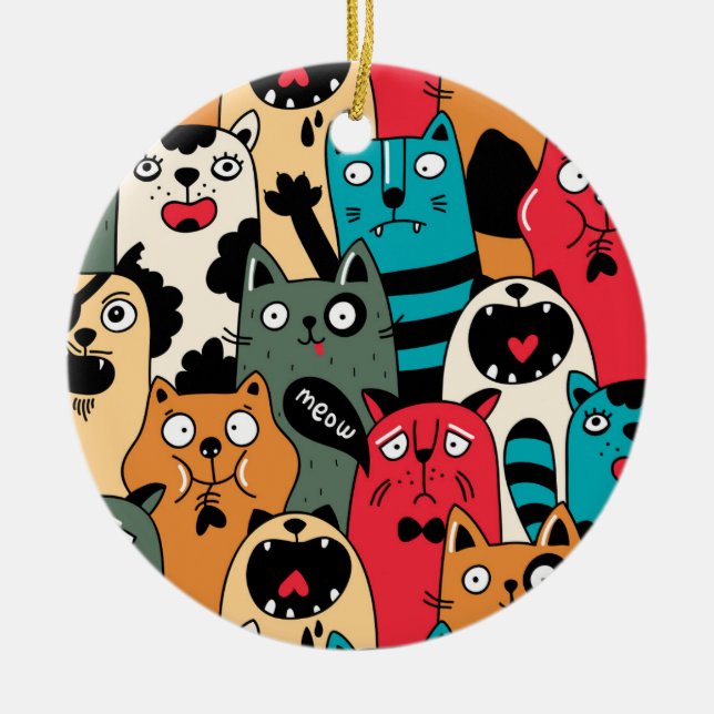 The crowd of cats ceramic tree decoration (Front)