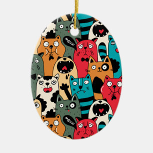 The crowd of cats ceramic tree decoration