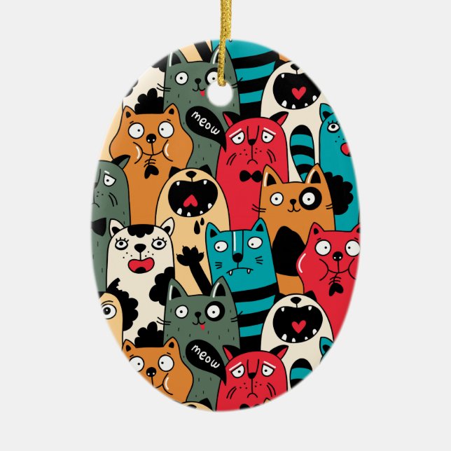 The crowd of cats ceramic tree decoration (Front)
