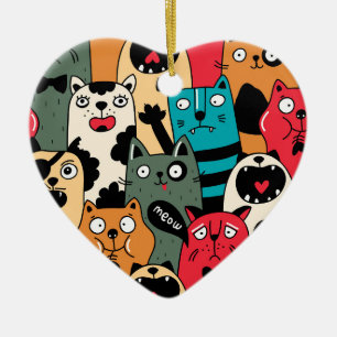 The crowd of cats ceramic tree decoration