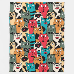 The crowd of cats fleece blanket