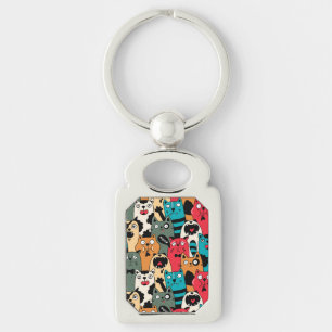 The crowd of cats key ring
