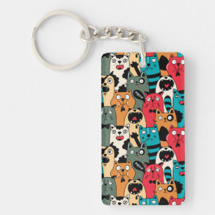 The crowd of cats key ring