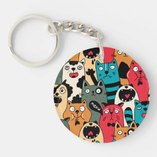 The crowd of cats key ring