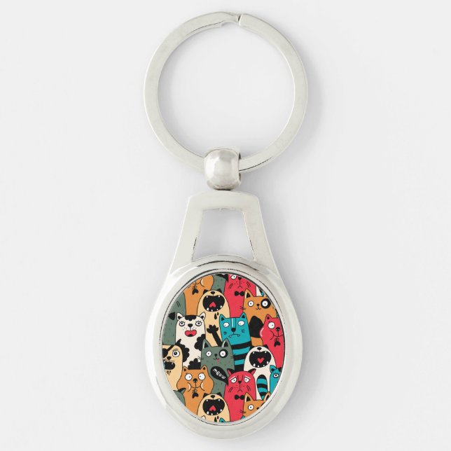 The crowd of cats key ring (Front)
