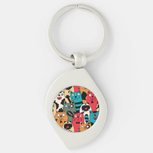 The crowd of cats key ring