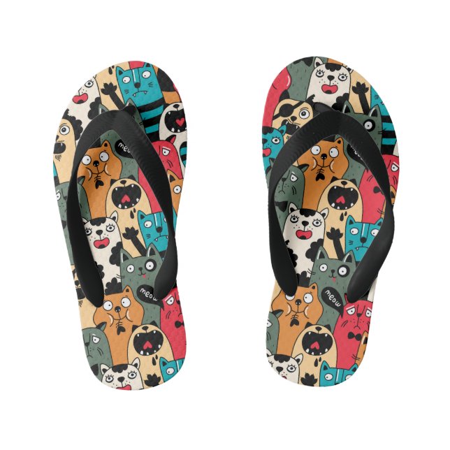 The crowd of cats kid's flip flops (Footbed)