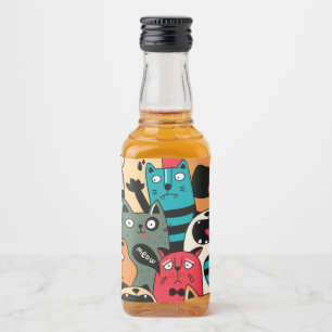 The crowd of cats liquor bottle label