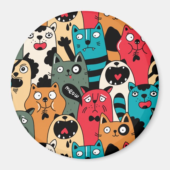 The crowd of cats magnet (Front)