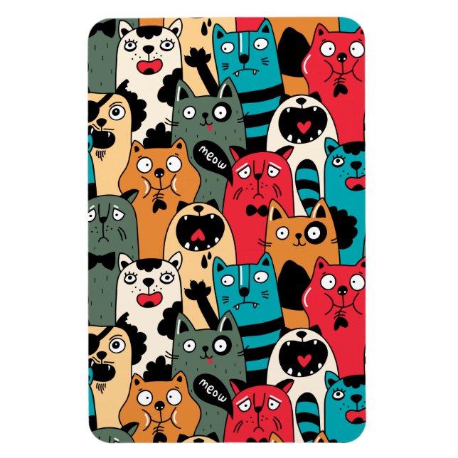 The crowd of cats magnet (Vertical)