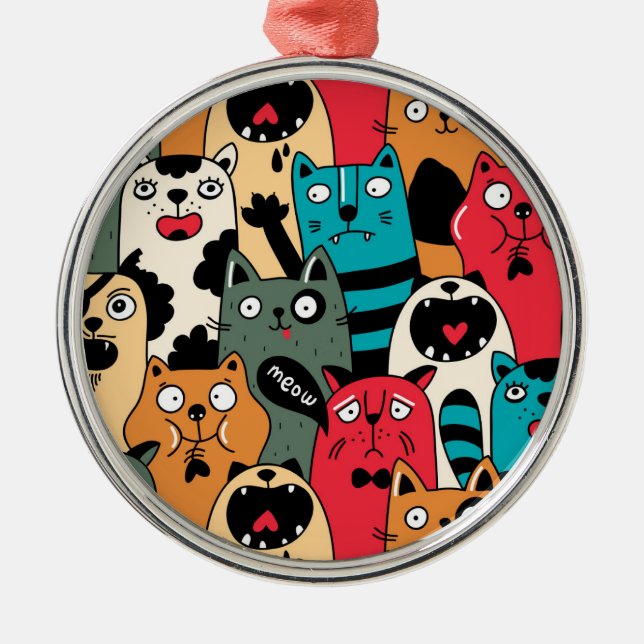 The crowd of cats metal tree decoration (Front)