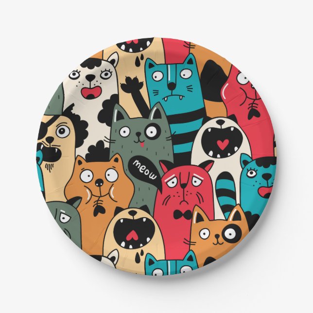 The crowd of cats paper plate (Front)