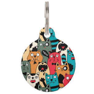 The crowd of cats pet tag