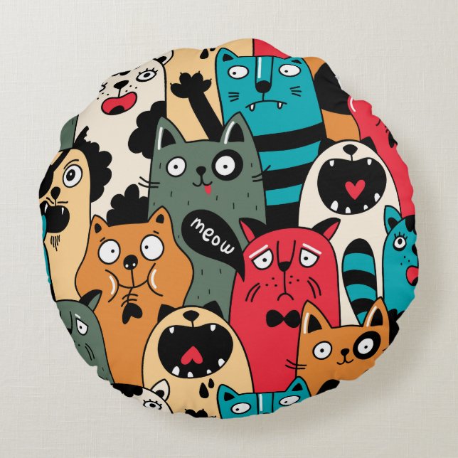 The crowd of cats round cushion (Back)