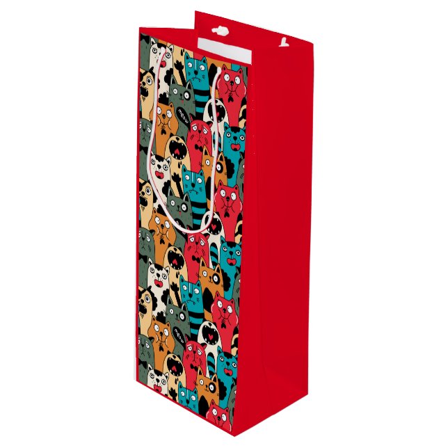 The crowd of cats wine gift bag (Front Angled)