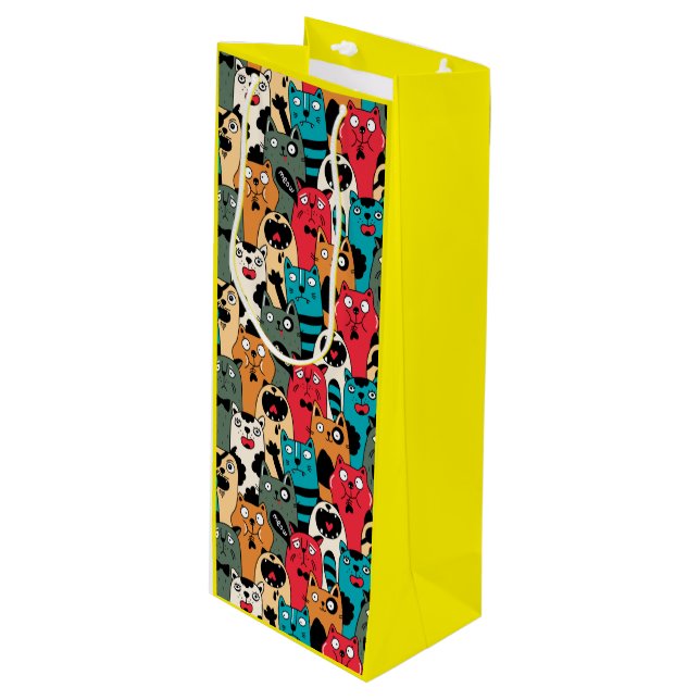 The crowd of cats wine gift bag (Front Angled)
